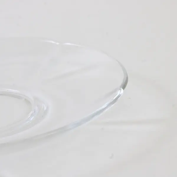 Lot Of 4 Duralex France Unknown Pattern Clear Glass Tea Cup Saucers 5.75"