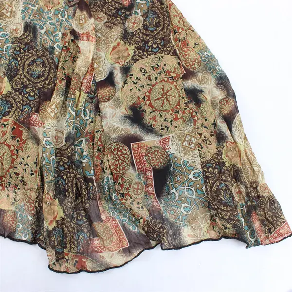 Christopher & Banks Women's 16-18W Brown Patchwork Elastic Waist Midi Skirt