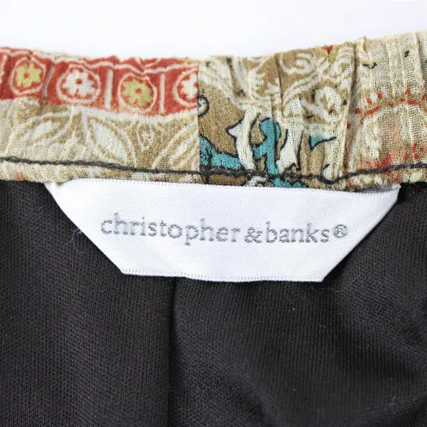 Christopher & Banks Women's 16-18W Brown Patchwork Elastic Waist Midi Skirt