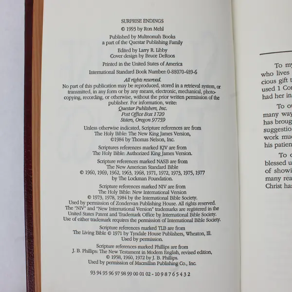 Vintage Surprise Endings by Ron Mehl 1993 Hardcover First Edition Good Condition