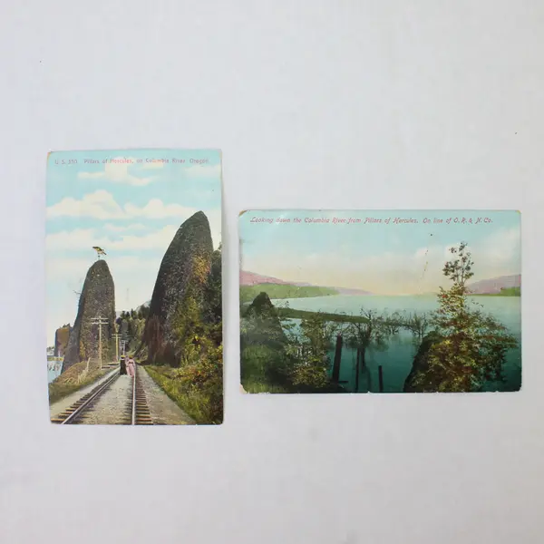 Lot Of 2 Pillars Of Hercules Columbia River Oregon Color Litho Postcards 1909
