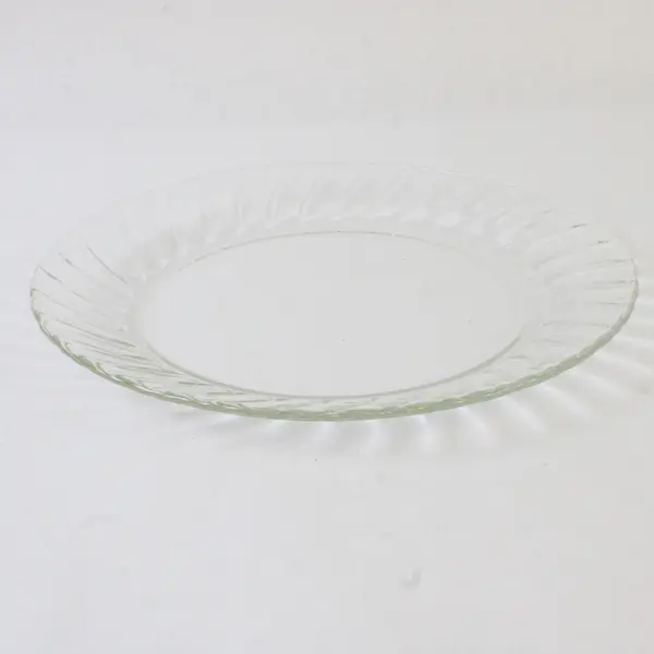 Lot Of 4 Forte Crisa FCG8 Pattern Clear Glass Molded Swirls Dinner Plates 9.75"
