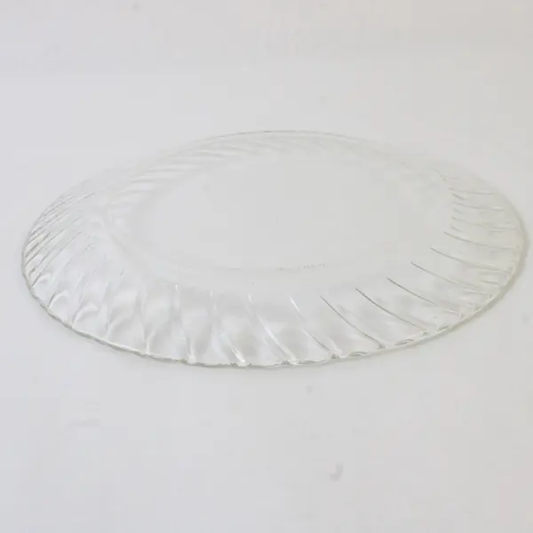 Lot Of 4 Forte Crisa FCG8 Pattern Clear Glass Molded Swirls Dinner Plates 9.75"