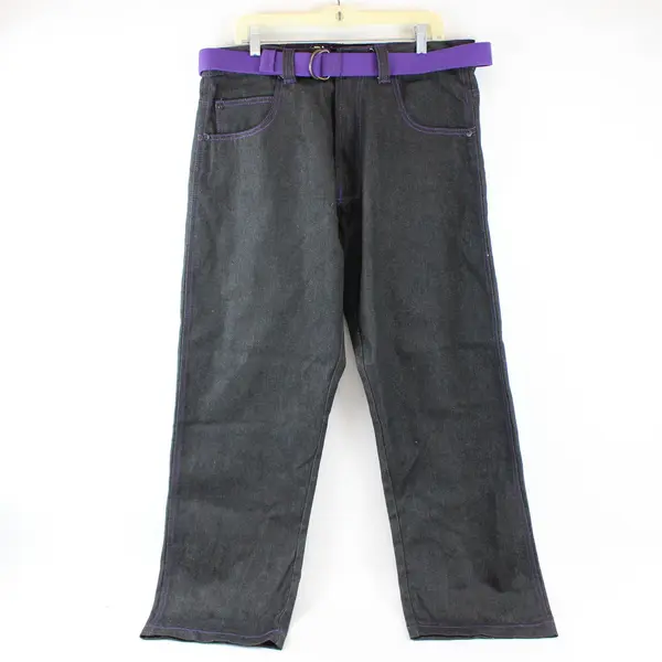 Vtg Rich Kids Jeans Men's 36Wx32L Black Baggy Skate Purple Stitch Denim Jeans
