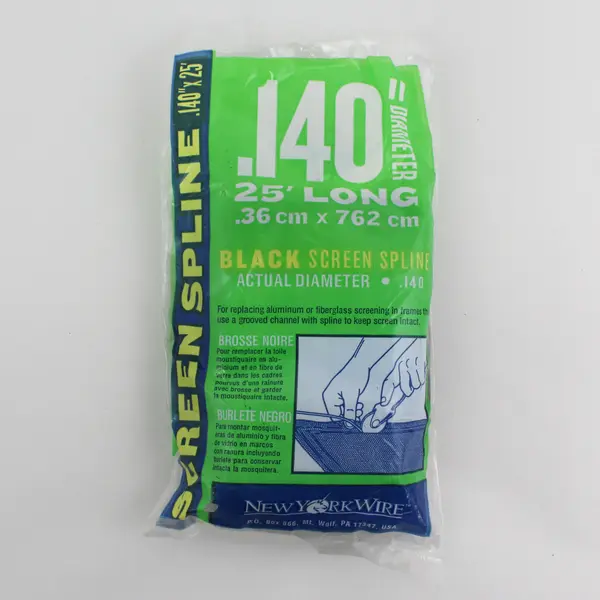 Black Screen Spline .140 Dia 25ft w/ Wire Connectors & Light Clips