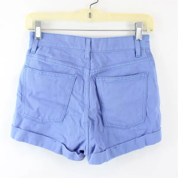 American Apparel Women's 27 Sky Blue High Waisted Cuffed Denim Shorts