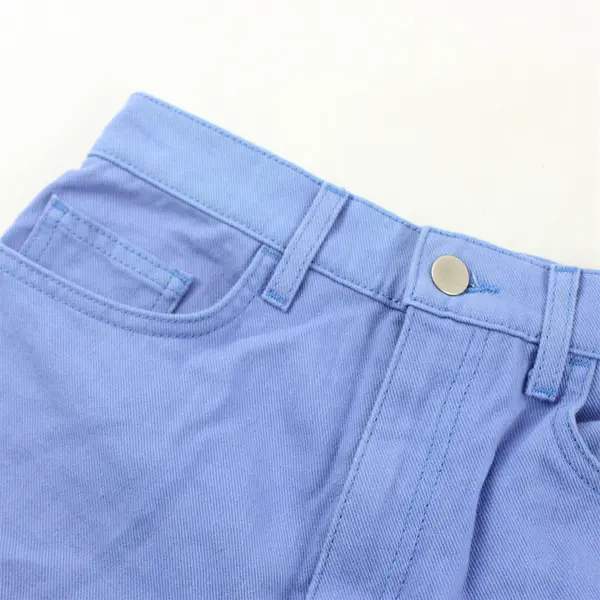 American Apparel Women's 27 Sky Blue High Waisted Cuffed Denim Shorts