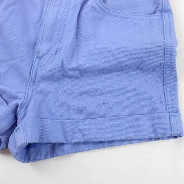 American Apparel Women's 27 Sky Blue High Waisted Cuffed Denim Shorts