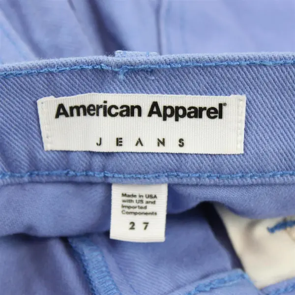 American Apparel Women's 27 Sky Blue High Waisted Cuffed Denim Shorts