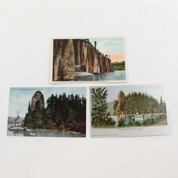 Lot Of 3 Columbia River Gorge Oregon Color Litho Postcards Steamboats Trains
