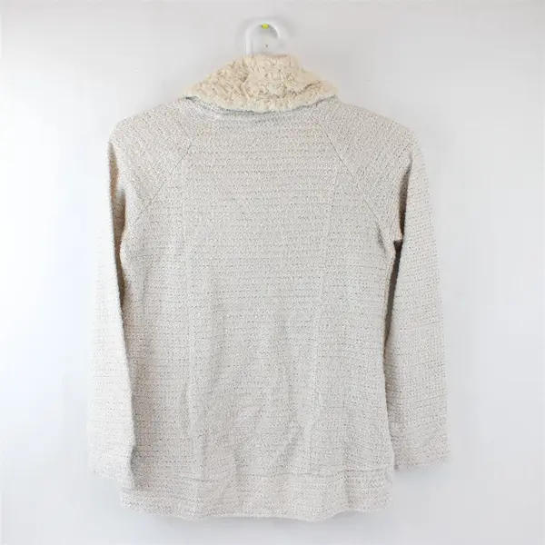 Maurices Women's M White & Beige Faux Fur Cowl Neck Pullover Oversized Sweater