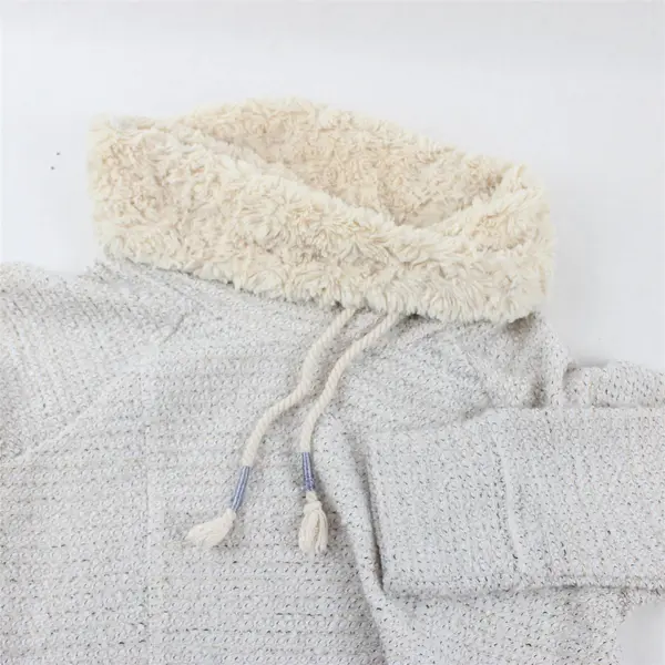 Maurices Women's M White & Beige Faux Fur Cowl Neck Pullover Oversized Sweater