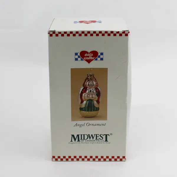 Eddie Walker Midwest Of Cannon Falls Blown Glass Angel Ornament W/Box