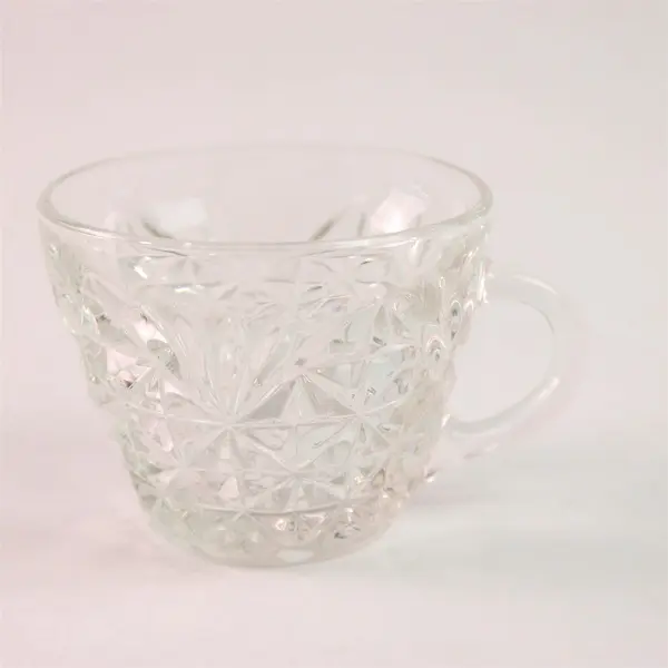 Lot Of 4 Anchor Hocking Arlington Pattern Clear Etched Glass Punch Cups 2.75"