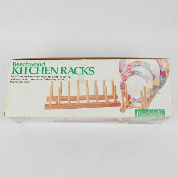 Beechwood Dish Rack Vertical Plate & Lid Organizer for Kitchen Cabinet