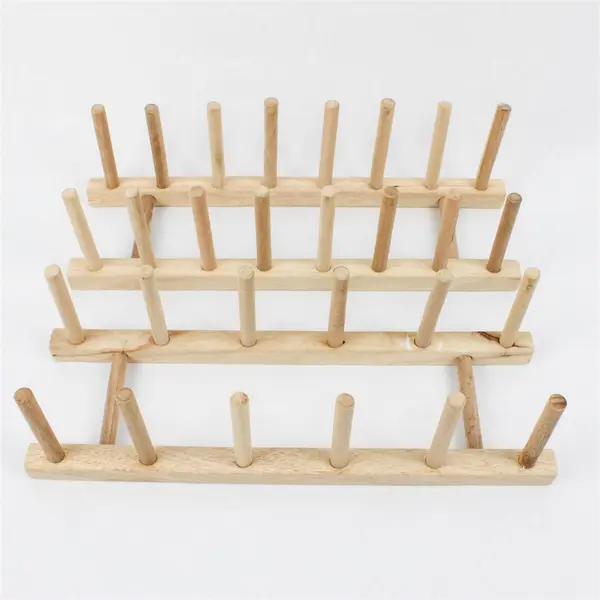 Beechwood Dish Rack Vertical Plate & Lid Organizer for Kitchen Cabinet