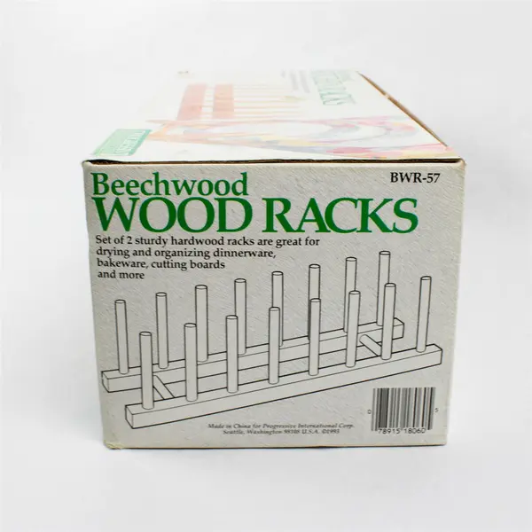 Beechwood Dish Rack Vertical Plate & Lid Organizer for Kitchen Cabinet