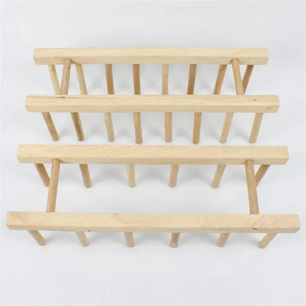 Beechwood Dish Rack Vertical Plate & Lid Organizer for Kitchen Cabinet