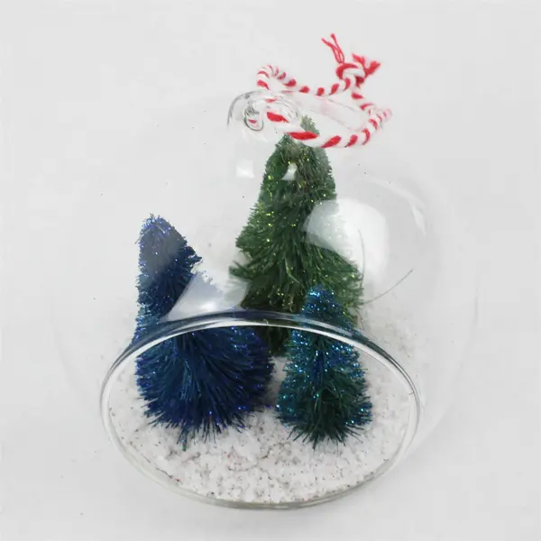Happy Holidays Glass Ornament Three Trees 4in Christmas Holiday Decor