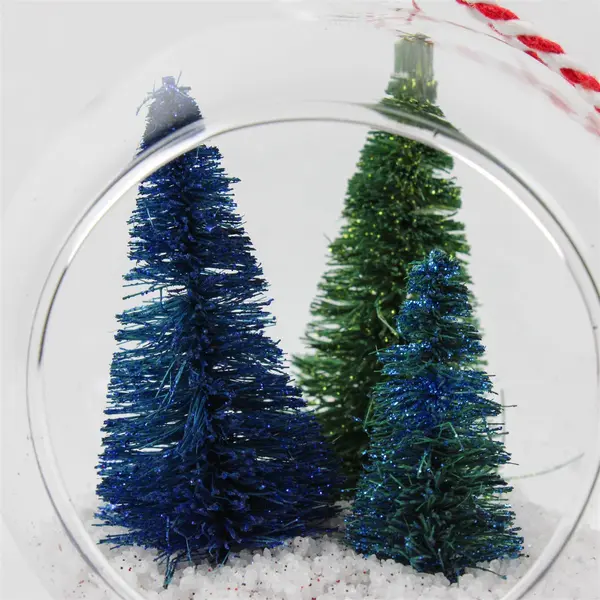 Happy Holidays Glass Ornament Three Trees 4in Christmas Holiday Decor