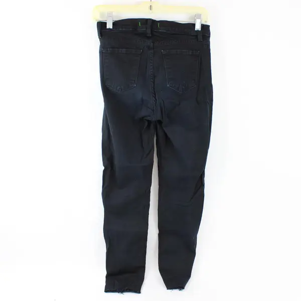 J Brand Junior's 27 Black "Maria" Raw Hem High Rise Skinny Denim Jeans