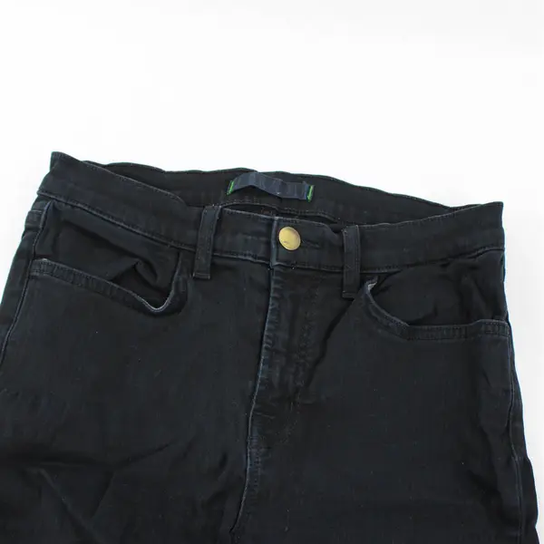 J Brand Junior's 27 Black "Maria" Raw Hem High Rise Skinny Denim Jeans