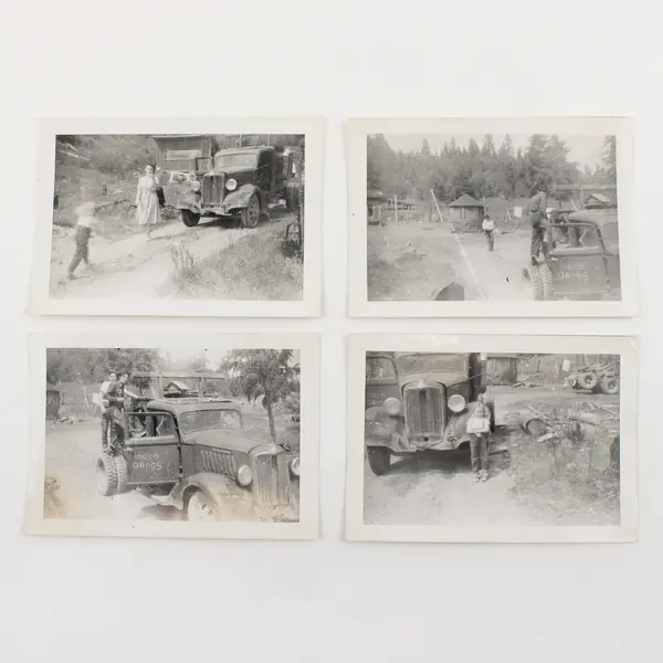 Lot Of 4 Vintage REO Speed Wagon Logging Truck Photos Pacific Northwest 1950s