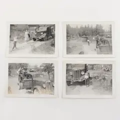 Lot Of 4 Vintage REO Speed Wagon Logging Truck Photos Pacific Northwest 1950s