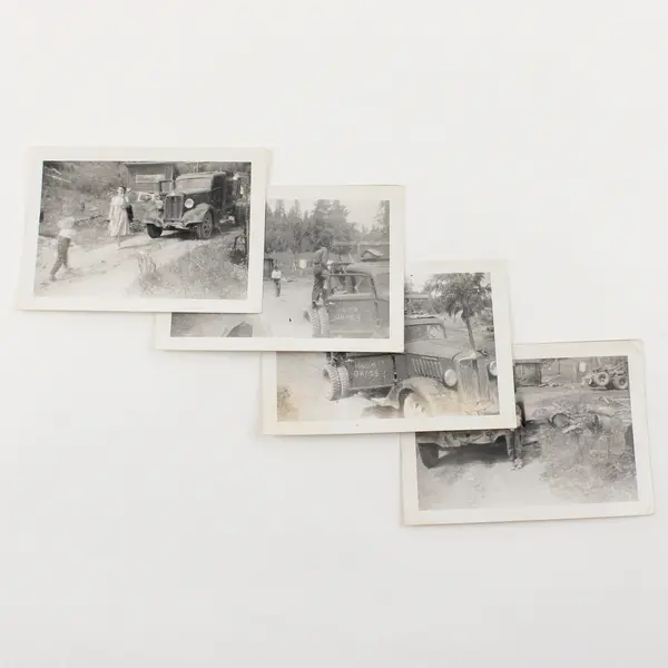 Lot Of 4 Vintage REO Speed Wagon Logging Truck Photos Pacific Northwest 1950s