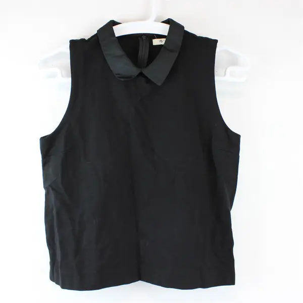 Madewell Women's L Black Collarshine Ponte Stretch Back Zip Sleeveless Top