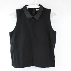 Madewell Women's L Black Collarshine Ponte Stretch Back Zip Sleeveless Top