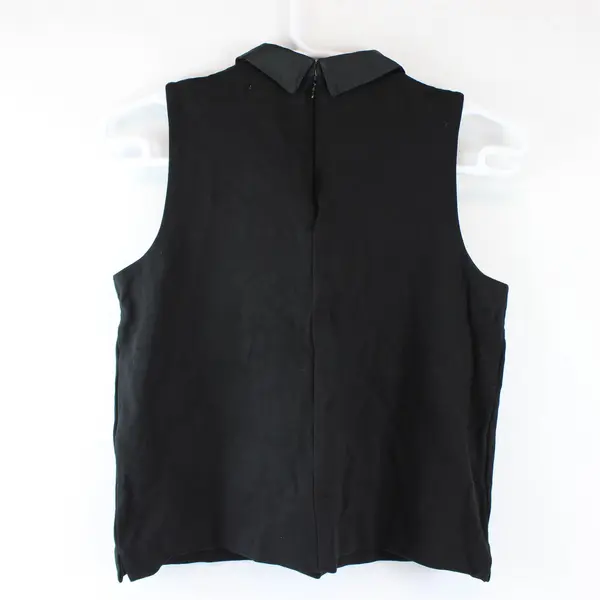 Madewell Women's L Black Collarshine Ponte Stretch Back Zip Sleeveless Top