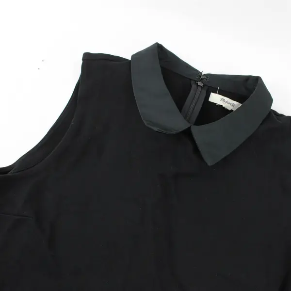 Madewell Women's L Black Collarshine Ponte Stretch Back Zip Sleeveless Top