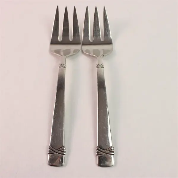 Lot Of 2 Reed & Barton Fanfare (Stainless) Flatware Cold Meat Serving Fork 8.75"