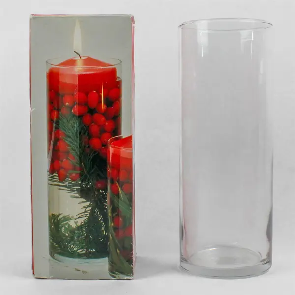Rasmussen Import Glass Cylinder Candle Holder 9.5" Clear Pillar Vase