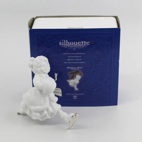 2000 Dept 56 Silhouette Treasures Christmas Skater 78633 Porcelain Ornament  NIB
