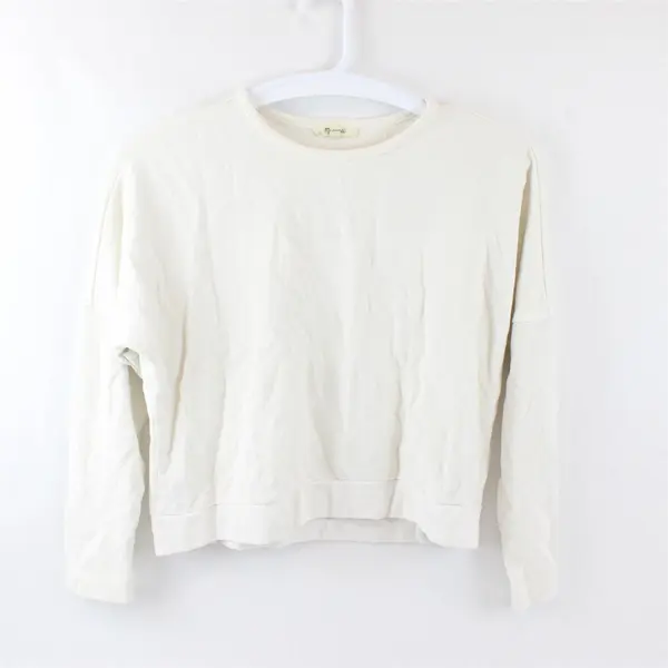 Madewell Women's L Off-White Hemp Blend Long Sleeve Pullover Sweater