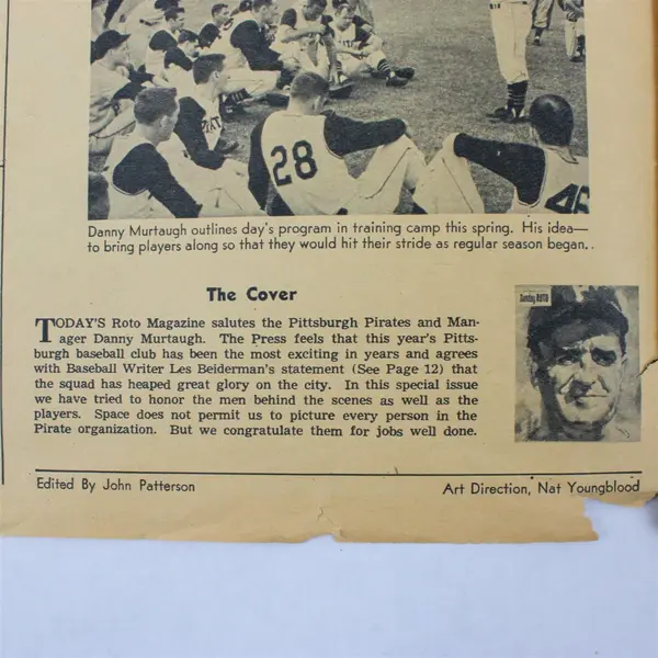 Pittsburgh Press Sunday Roto Sept 25 1960 Danny Murtaugh Pirates Baseball