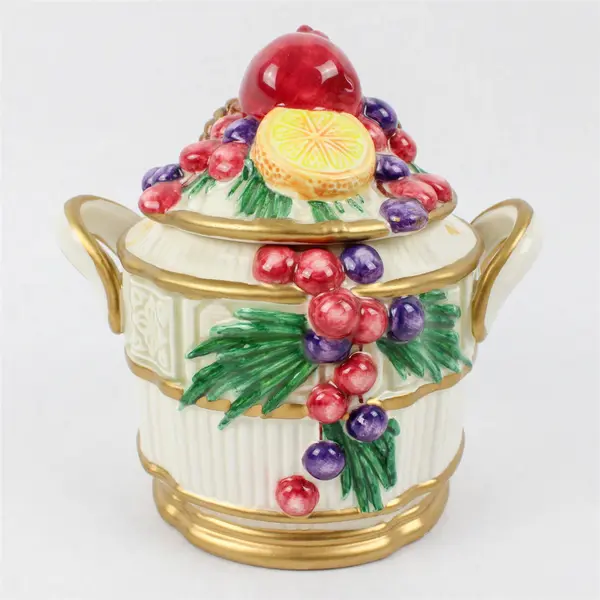 Fitz & Floyd Classics Winter Spice Creamer & Sugar Dish Set Gold Trim