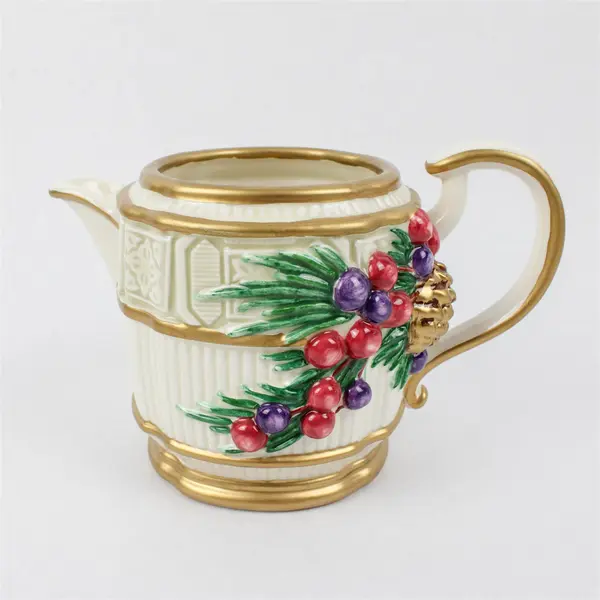Fitz & Floyd Classics Winter Spice Creamer & Sugar Dish Set Gold Trim
