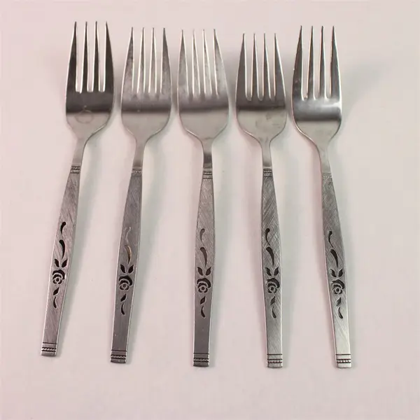 Lot Of 5 Oneida Silver Rosewood  (Stainless) Flatware Salad Forks 6.5" Long