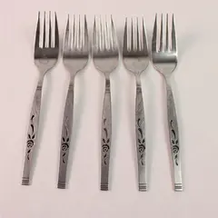 Lot Of 5 Oneida Silver Rosewood  (Stainless) Flatware Salad Forks 6.5" Long
