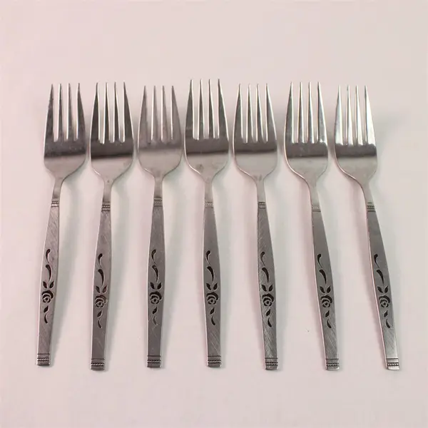 Lot Of 7 Oneida Silver Rosewood  (Stainless) Flatware Salad Forks 6.5" Long