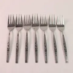 Lot Of 7 Oneida Silver Rosewood  (Stainless) Flatware Salad Forks 6.5" Long