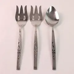Lot Of 3 Oneida Silver Rosewood  (Stainless) Flatware 2 Serving Forks 1 Spoon