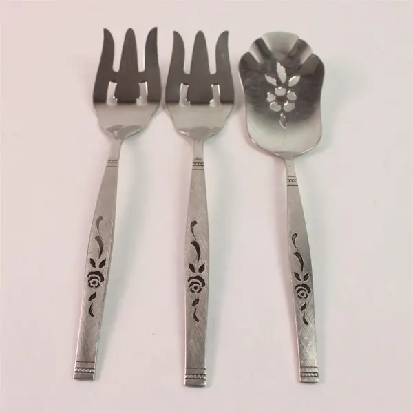 Lot Of 3 Oneida Silver Rosewood (Stainless) Flatware 2 Forks 1 Pastry Servers