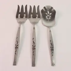 Lot Of 3 Oneida Silver Rosewood (Stainless) Flatware 2 Forks 1 Pastry Servers