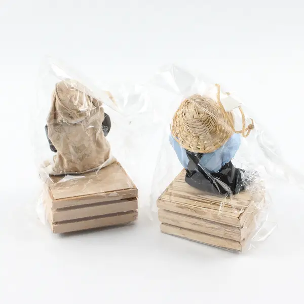 Set of 2 Mini Corn Husk Dolls Boy & Girl 4.5in Dollhouse Harvest Decor