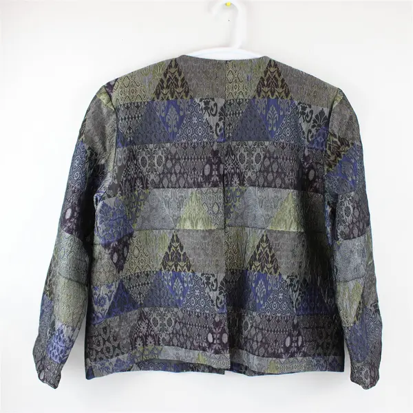 Vtg Norton McNaughton Women's 2XL Blue Tapestry Patchwork Style Blazer Jacket