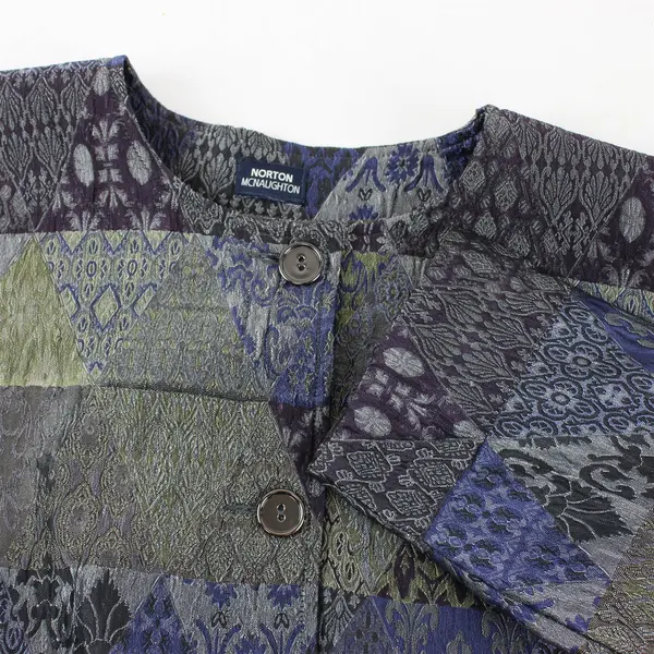 Vtg Norton McNaughton Women's 2XL Blue Tapestry Patchwork Style Blazer Jacket